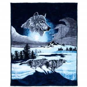 Lavish Home Mink Plush Wolf Blanket LVRG1422